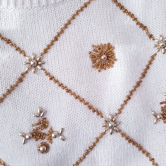 Vintage Victoria Harbour Gold Beaded Knit Sweater - Picture 12 of 15
